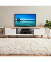 Streamdale Furniture Mid-Century Modern Tv Stand With Ample Storage And Glass Accents