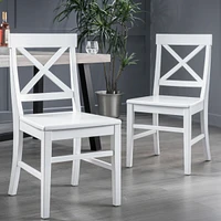 Acacia Wood Farmhouse Dining Chairs, White