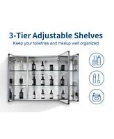 Simplie Fun 36x26" Aluminum Bathroom Cabinet: Recessed or Surface Mount
