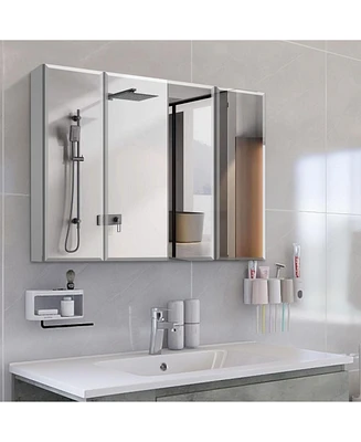 Simplie Fun 36x26" Aluminum Bathroom Cabinet: Recessed or Surface Mount