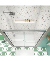 Bypass Shower Door, Sliding, 1/4" Tempered Glass, Polished Finish