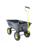 Streamdale Furniture Folding Poly Garden Dump Truck, Steel Frame, 10" Pneumatic Tires