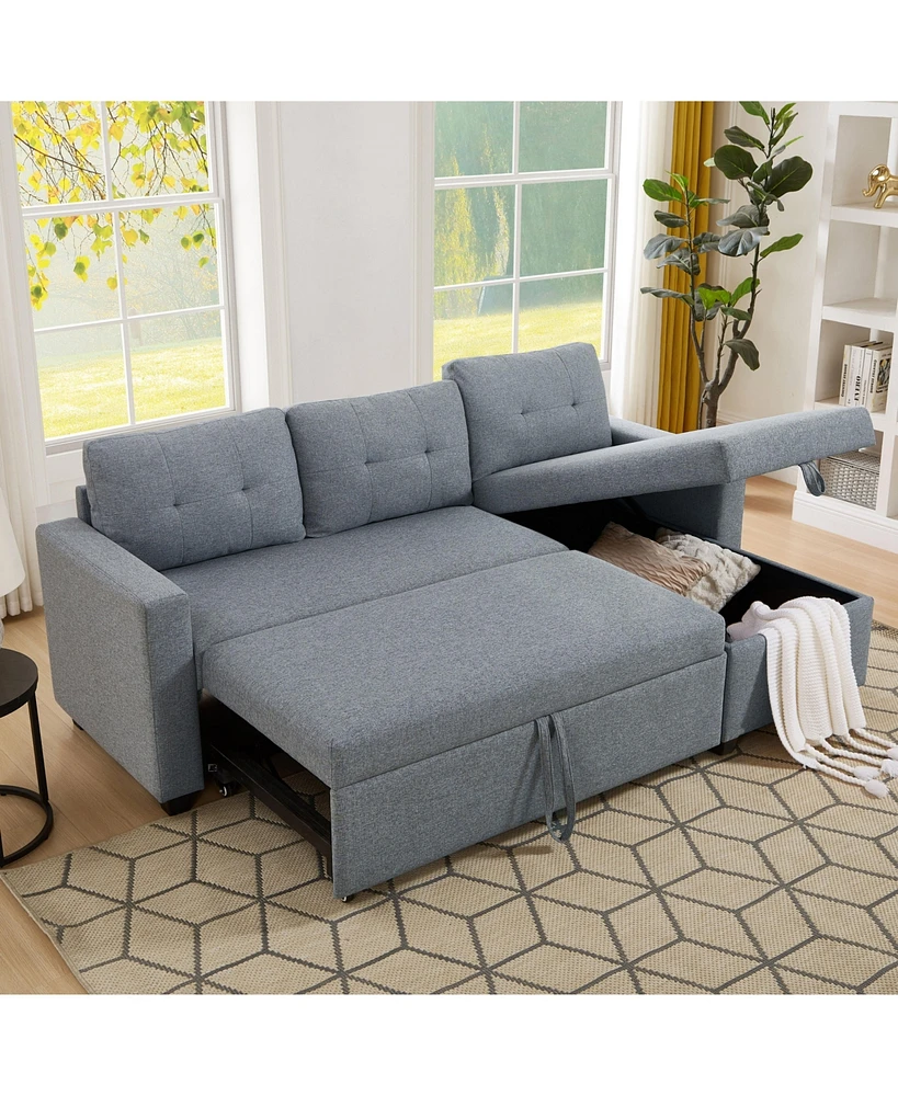 Simplie Fun Pull-Out Sectional Sofa with Storage & Sleeper