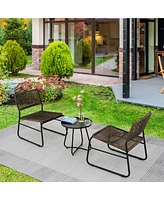 Simplie Fun 3-Piece Patio Set: Rattan & Steel, Brown & Black