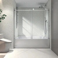 Streamdale Furniture Frameless Shower Door with Nano-Coated Glass, Adjustable Soft-Close, 70MM Pulleys