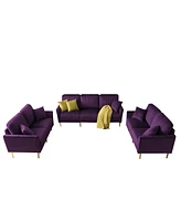 Simplie Fun Modern 3-Piece Velvet Sectional Sofa Set with Metal Legs