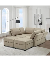 Simplie Fun Modular Storage Sofa with Adjustable Backs and Ottomans