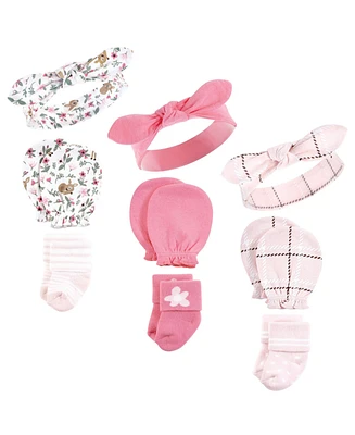 Hudson Baby Baby Girls Caps, Mittens and Socks Set, Floral, 0-6 Months