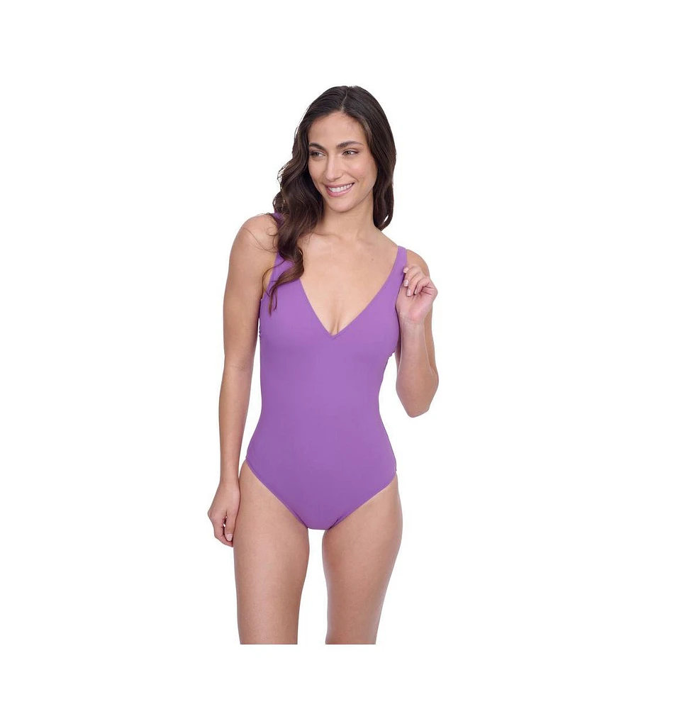 Profile by Gottex Women's Pretty Wild V-Neck One Piece Swimsuit