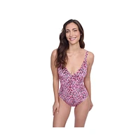 Profile by Gottex Women's Pretty Wild V-Neck One Piece Swimsuit