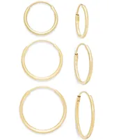 3-Pc. Set Small Endless Hoop Earrings in 10k Gold