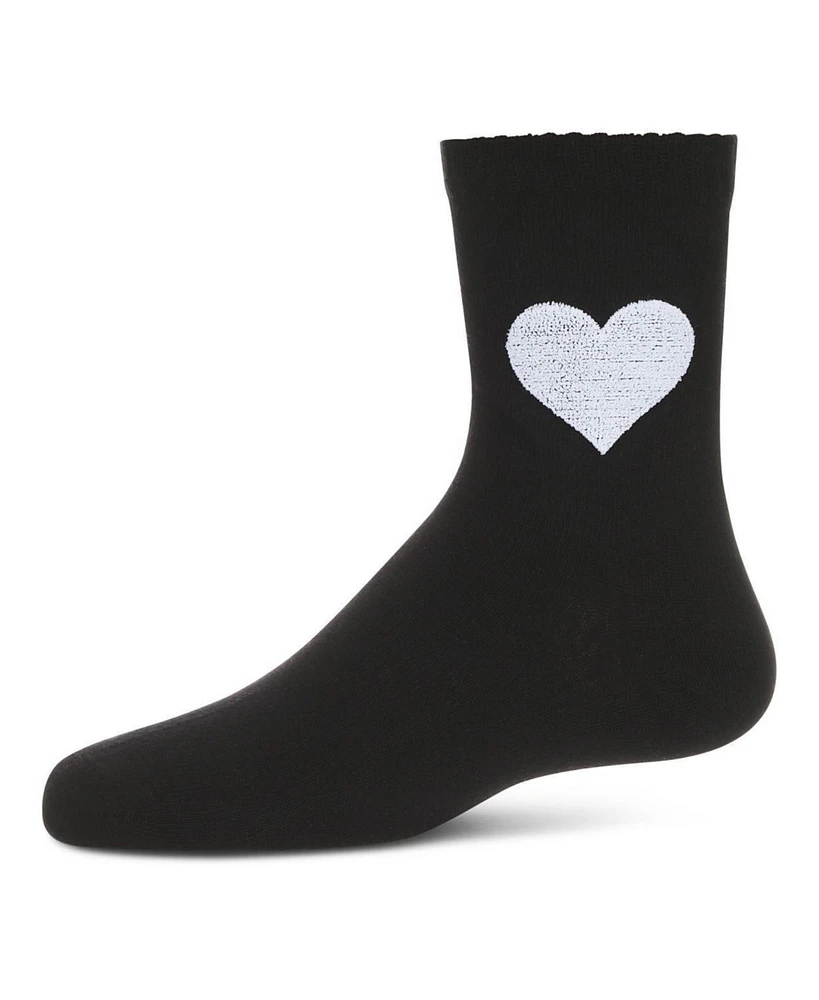 MeMoi Little Girls Fuzzy Heart Crew Socks