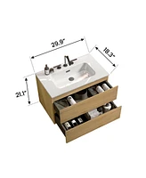 Timeless Oak Vanity: Silent Drawers, Ample Storage