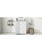 Streamdale Furniture 30" Modern White Bathroom Vanity with Drawers