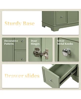 Streamdale Furniture 36" Green Bathroom Vanity with Sink, 4 Drawers, Cabinet, Solid Wood & Mdf