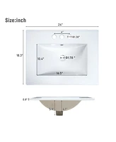 24" Bathroom Vanity with Ceramic Sink: Space-Saving Storage