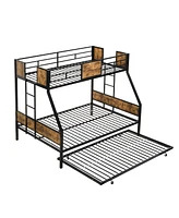 Streamdale Furniture Twin Over Full Bunk Bed with Trundle, Guardrails, Storage