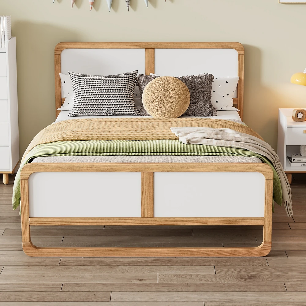 Simplie Fun Sturdy Solid Wood Platform Bed for Kids, Teens