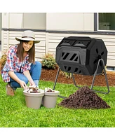 Slickblue 360° Rotatable Tumbling Composter with 2 Sliding Doors