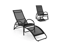 Slickblue 2-in-1 Outdoor Rocking Chair with 4-Position Adjustable Backrest for Patio Porch Poolside