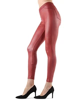 MeMoi Women's Fever Red Faux Leather Leggings