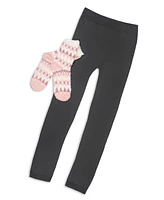 MeMoi Women's Pink Diamond Cozy Non-Skid Sock & Fleece-Lined Legging Set