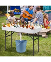 Sugift 4 Feet Plastic Party Ice Folding Table with Matching Skirt
