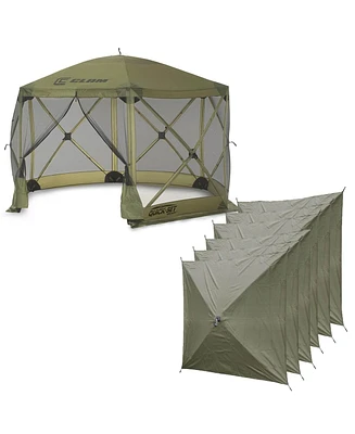 Clam Quick-Set Escape Portable Outdoor Gazebo Canopy Shelter and 6 Wind Panels