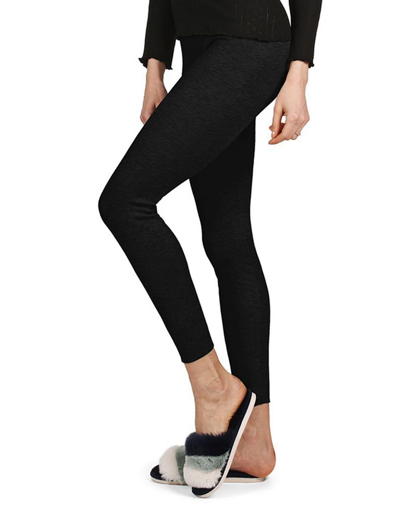 MeMoi Women's 100% Cotton Pointelle Rib Knit Seamless Leggings