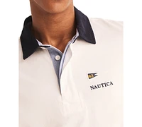 Nautica Men's Short Sleeve Striped-Trim Rugby Polo Shirt