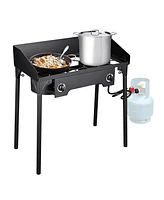 Yescom Propane Camping Stove Double Gas Wok Burner Turkey Fryer Detachable Legs