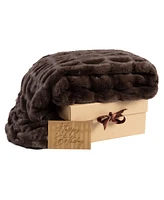 Chanasya Premium Thinking of You Gift Blanket Set - Soft & Plush Minky Throw with Card 50" x 65" Harmony Aubergine