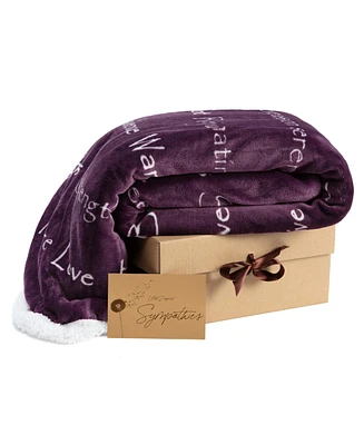 Chanasya Premium Thinking of You Gift Blanket Set - Soft & Plush Minky Throw with Card 50" x 65" Harmony Aubergine