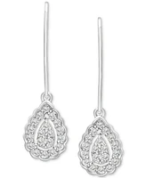 Diamond Teardrop Halo Cluster Leverback Drop Earrings (1/4 ct. t.w.) in Sterling Silver, Created for Macy's