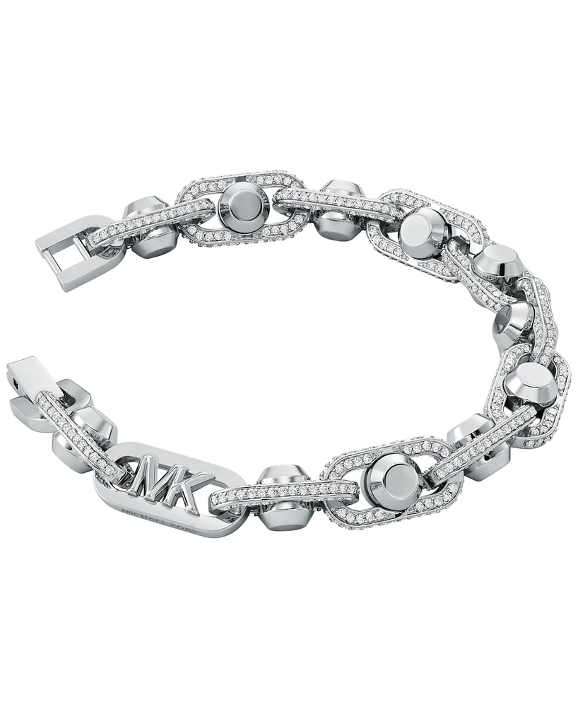 Michael Kors Rhodium-Plated Brass Pave Astor Link Chain Bracelet