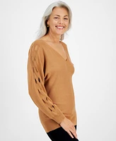 Jm Collection Women's Cutout-Sleeve Dolman Sweater, Created for Macy's