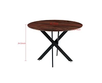 42" Mid-Century Dining Table with Round Mdf Top and Metal Legs