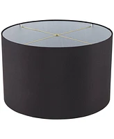 Black Faux Silk Large Drum Lamp Shade 19" Top x 19" Bottom x 12" Slant x 12" High (Spider) Replacement with Harp and Finial - Spring crest