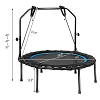 Slickblue 40 Inch Foldable Fitness Rebounder with Resistance Bands Adjustable Home