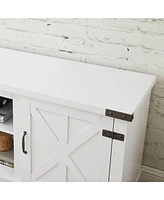 Versatile 64.8'' White Farmhouse Tv Stand with Cable Management and Adjustable Shelves