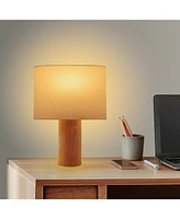 Mia 15.75" Midcentury Led Table Lamp with Maple Wood Base