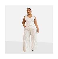 Rebdolls Plus Tillie Stripe Wide Leg Pants W. Pockets