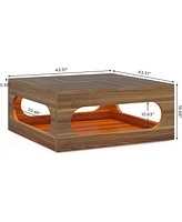Tribesigns 43-Inch Coffee Table with Led Light, Square Coffee Table with Storage, Wood Cocktail Table, Farmhouse Center Table for Living Room Home Off