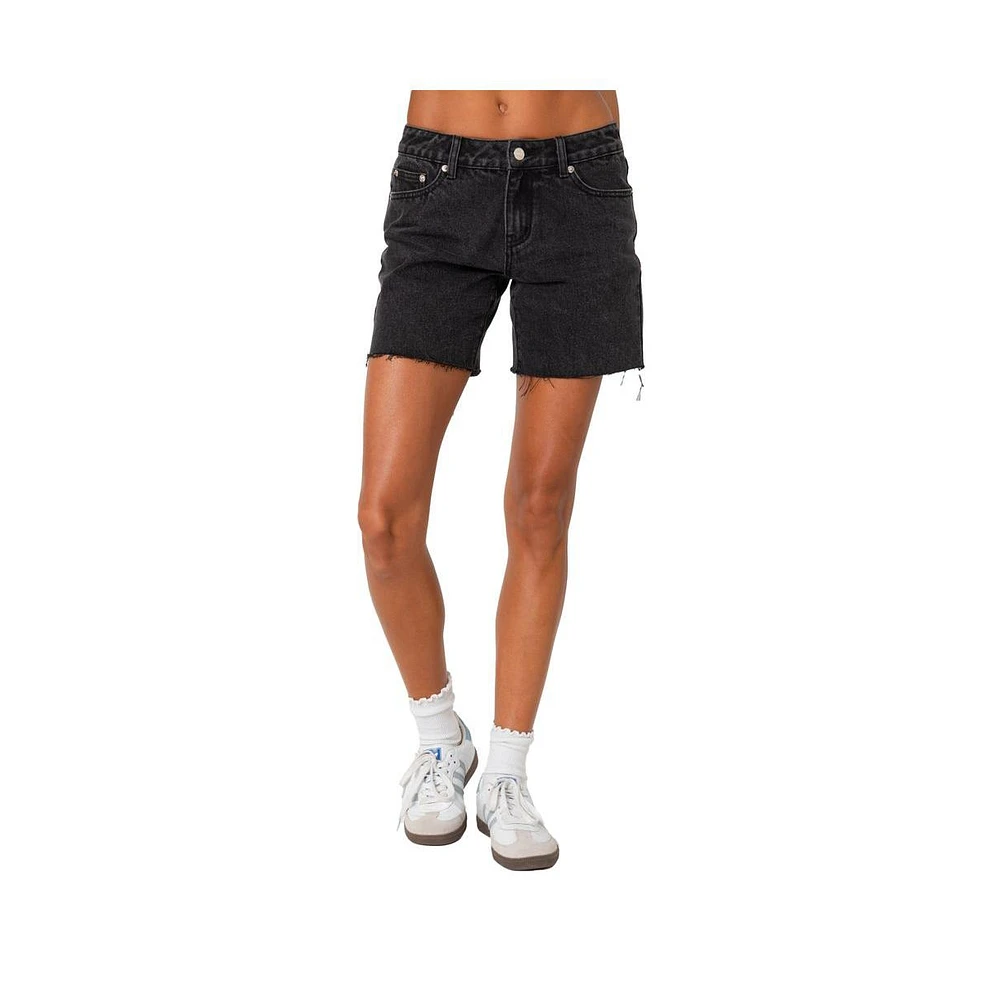 Edikted Women's Tomboy low rise denim shorts - Black