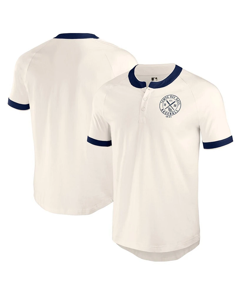 Fanatics Men's White Tampa Bay Rays Henley Raglan T-Shirt