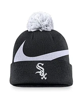 Nike Men's Black Chicago White Sox Swoosh Peak Cuffed Knit Hat with Pom