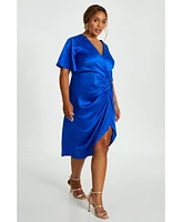 Quiz Women's Satin Angel Sleeve Midi Dress