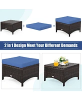 Skonyon 5 Pieces Patio Rattan Sofa Set with Cushion and Ottoman