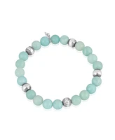 American West Jewelry Sterling Silver Amazonite Gemstone Stretch Bracelet, Size Medium - Large