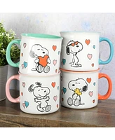 Peanuts Mothers Love 4 Pack Large 21 Oz Camper Stoneware Mugs